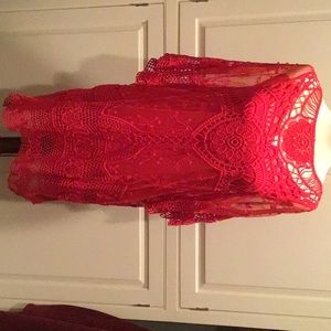 2-PIECE RED LACE DRESS AND CHEMISE